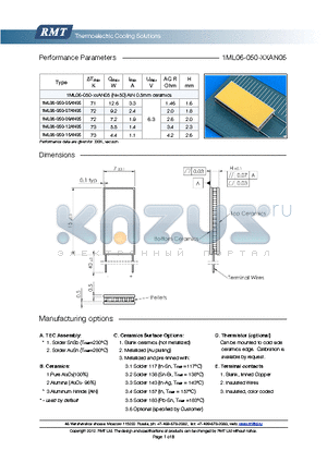 1ML06-050-09AN05 datasheet - Blank ceramics (not metallized) Metallized (Au plating) Blank, tinned Copper