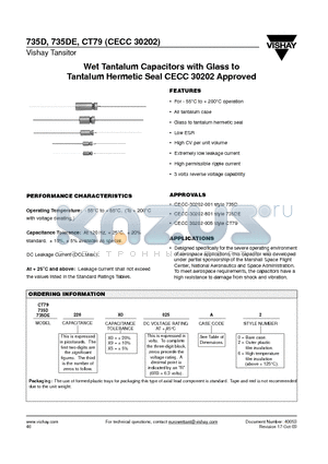 735DE datasheet - Wet Tantalum Capacitors with Glass to Tantalum Hermetic Seal CECC 30202 Approved