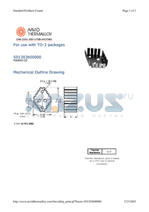 501303B00000 datasheet - For use with TO-3 packages