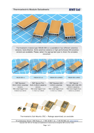 1ML06-035-05 datasheet - Thermoelectric Module