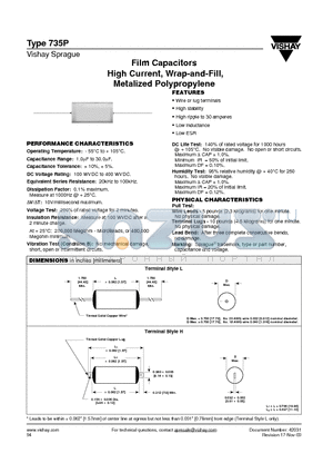 735P206X9200L datasheet - Film Capacitors High Current, Wrap-and-Fill, Metalized Polypropylene