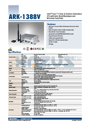 ARK-1388V-S1A1E datasheet - Intel^ Core 2 Duo In-Vehicle Embedded IPC with Safe Start/Shutdown and Wireless Functions