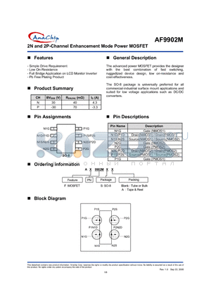 AF9902M datasheet - 2N and 2P-Channel Enhancement Mode Power MOSFET