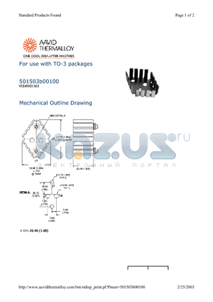 501503B00100 datasheet - For use with TO-3 packages