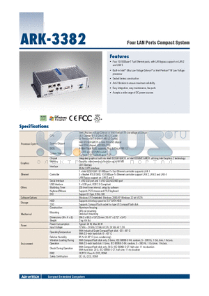 ARK-3382 datasheet - Four LAN Ports Compact System