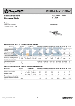 1N1199A datasheet - Silicon Standard Recovery Diode