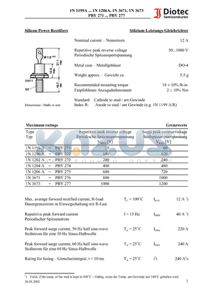 1N1200A datasheet - Silicon-Power Rectifiers