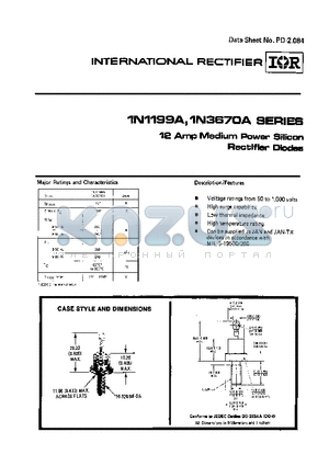 1N1202A datasheet - 12 AMP MEDIUM POWER SILICON RECTIFIER DIODES