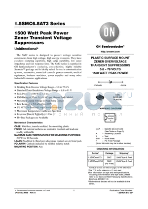 1.5SMC6.8AT3_09 datasheet - Zener Transient Voltage Suppressors