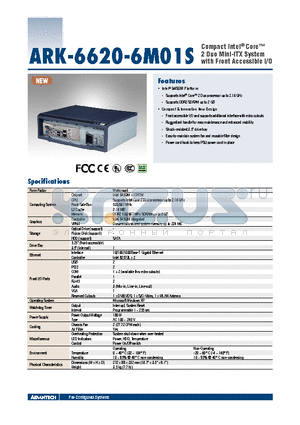 ARK-6620-6M01S datasheet - Compact Intel^ Core 2 Duo Mini-ITX System with Front Accessible I/ORoHSCOMPLIANT2002/95/EC