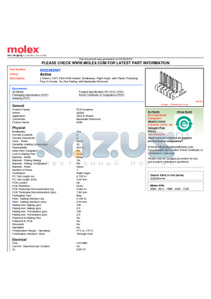 A-42226-0218 datasheet - 2.54mm (.100) Pitch KK^ Header, Breakaway, Right Angle, with Plastic Polarizing Peg, 8 Circuits, Tin (Sn) Plating, with Backwalls Removed