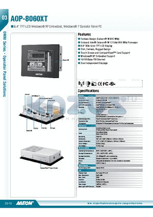 ARM-DR075-0 datasheet - Fanless Design (Celeron^ M 600 MHz)