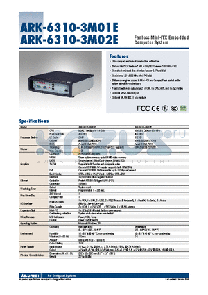 ARK-6310-3M01E datasheet - Fanless Mini-ITX Embedded Computer System