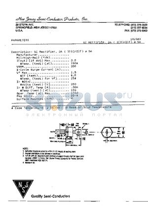 1N1583 datasheet - Si Rectifier