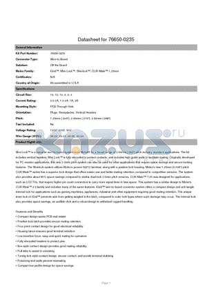 501645-1020 datasheet - PCB Through Hole