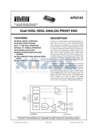 AFE2124 datasheet - Dual HDSL/SDSL ANALOG FRONT END