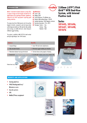 501645-XX20 datasheet - iGrid WTB Dual-Row System, with Internal Positive Lock