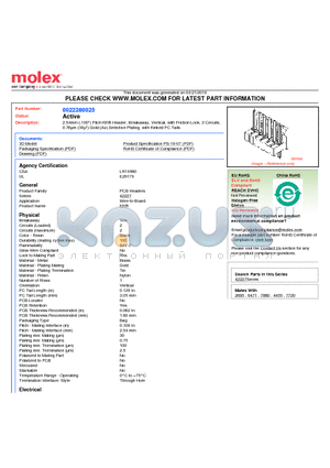 A-42227-0177 datasheet - 2.54mm (.100) Pitch KK^ Header, Breakaway, Vertical, with Friction Lock, 2 Circuits, 0.76lm (30l