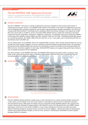 ARMADA166E_1 datasheet - Industrys First Application Processor with Integrated EPD Controller Scalable to 800 MHz for Cost-Sensitive, High-Performance eReaders and eBooks