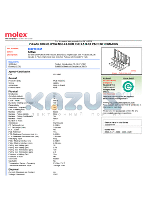 A-42228-0211 datasheet - 2.54mm (.100) Pitch KK^ Header, Breakaway, Right Angle, with Friction Lock, 36 Circuits, 0.76lm (30l) Gold (Au) Selective Plating, with Kinked PC Tails