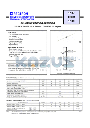 1N17 datasheet - SCHOTTKY BARRIER RECTIFIER