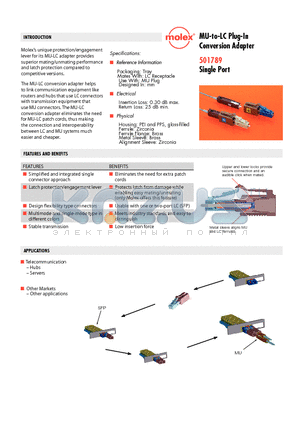 501789-0000 datasheet - MU-to-LC Plug-In Conversion Adapter