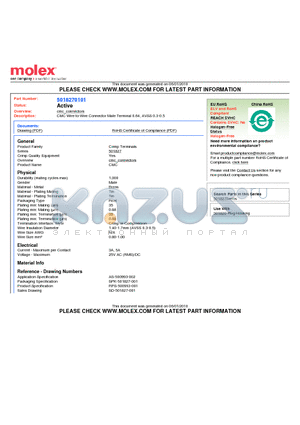 5018270101 datasheet - CMC Wire-to-Wire Connector Male Terminal 0.64, AVSS 0.3-0.5