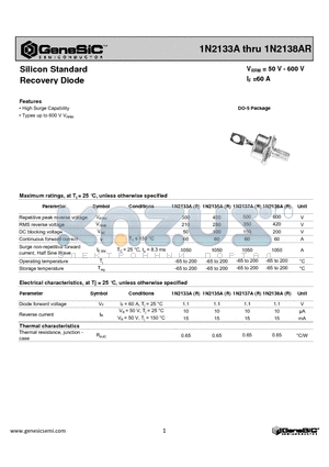 1N2133A datasheet - Silicon Standard Recovery Diode