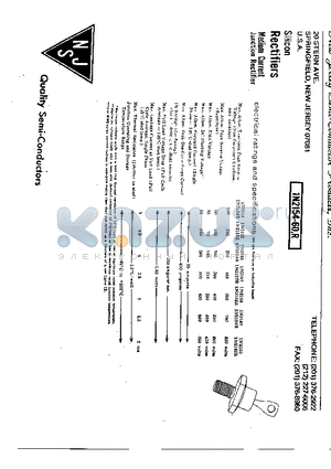 1N2160 datasheet - electrical ratings and specifications