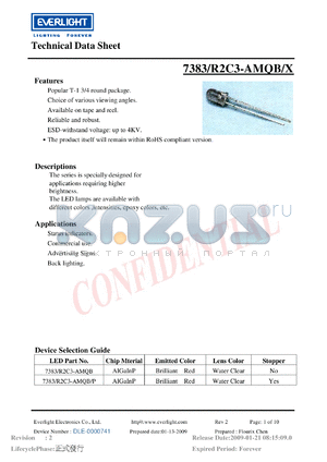 7383-R2C3-AMQB-X datasheet - Popular T-1 3/4 round package.