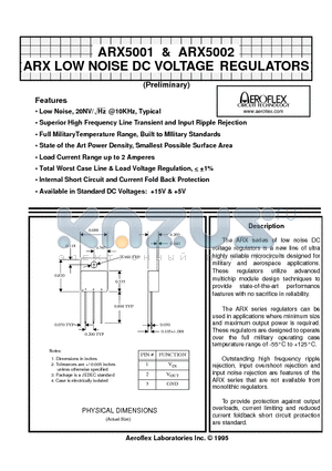 ARX5001 datasheet - ARX5001 & ARX5002 ARX LOW NOISE DC VOLTAGE REGULATORS