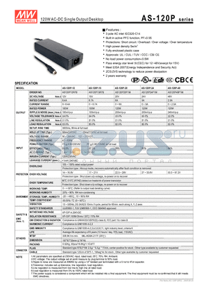 AS-120P-12 datasheet - 120WAC-DC Single Output Desktop