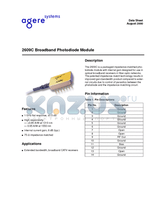 2609C datasheet - 2609C Broadband Photodiode Module
