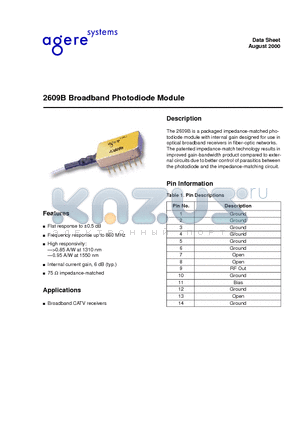 2609B datasheet - 2609B Broadband Photodiode Module