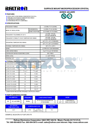 AS-2PD datasheet - SURFACE MOUNT MICROPROCESSOR CRYSTAL