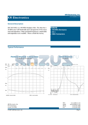 2602-SMA datasheet - Bandpass Filter