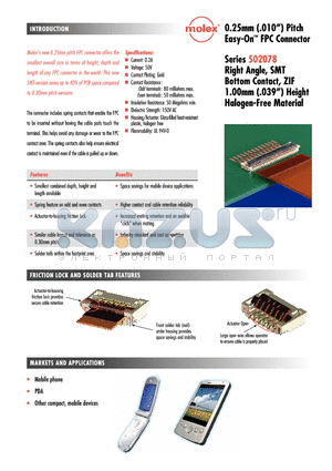 502078-3910 datasheet - Easy-On FPC Connector