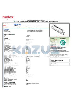 0015921120 datasheet - 1.27mm (.050) Pitch EBBI 50D Receptacle, Vertical, 120 Circuits