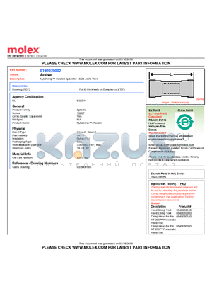 AS-N-302 datasheet - NylaKrimp Parallel Splice for 18-22 AWG Wire