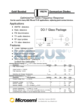 1N276 datasheet - Germanium Diodes