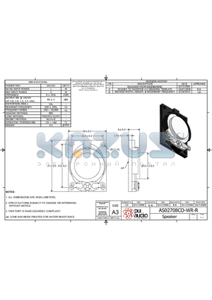 AS02708CO-WR-R datasheet - Speaker