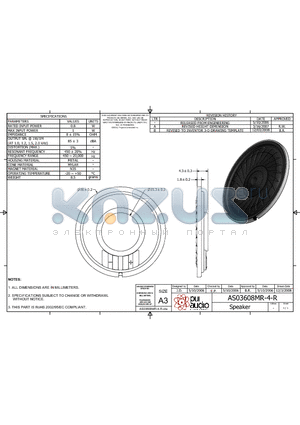 AS03608MR-4-R datasheet - Speaker