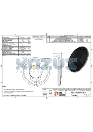 AS03608MR-3-R datasheet - Speaker