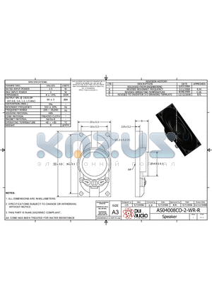 AS04008CO-2-WR-R datasheet - Speaker