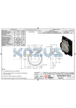 AS04008PO-WR-R datasheet - Speaker