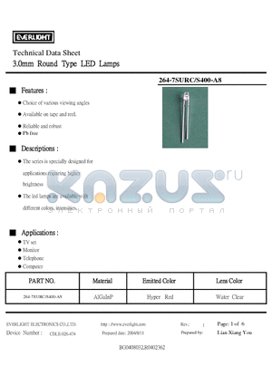 264-7SURC-S400-A8_04 datasheet - 3.0mm Round Type LED Lamps