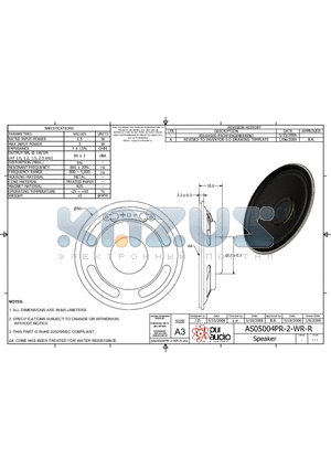 AS05004PR-2-WR-R datasheet - Speaker