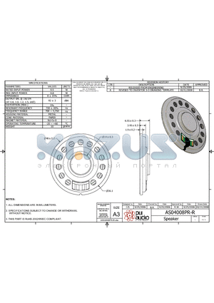 AS04008PR-R datasheet - Speaker