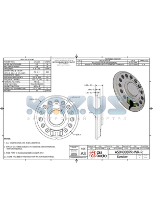 AS04008PR-WR-R datasheet - Speaker