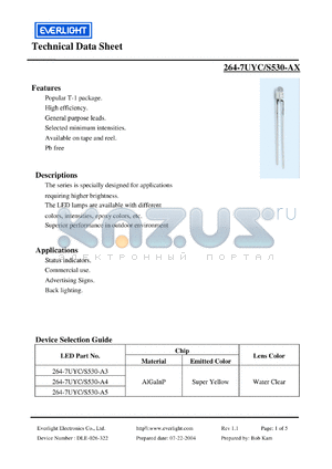 264-7UYC/S530-A5 datasheet - Popular T-1 package